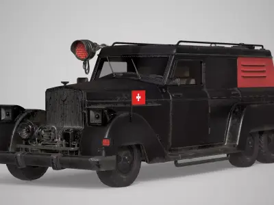 WW2 Armored officers Car 6x6  Military Vehicle  Game Ready  PBR Low-poly 3D model