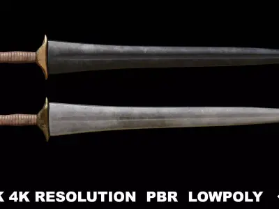 Greek Sword Xiphos 04 Low-poly 3D model