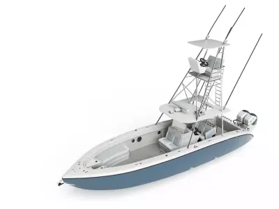 Sport fishing boat Light Grey 3D model
