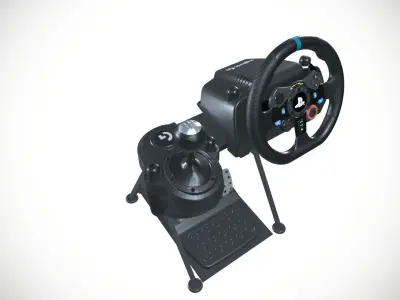 Logitech Driving Simulator with Stand Low-poly 3D model