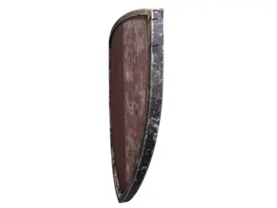 Aged Wooden Viking Shield with Metal Rim Low-poly 3D model