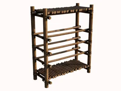 Crude Wooden Shelf Low-poly 3D model