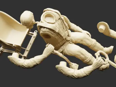 German WWII Stuka Pilot 3D print model