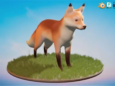 Stylized Wild Fox Toon  Low-poly 3D model