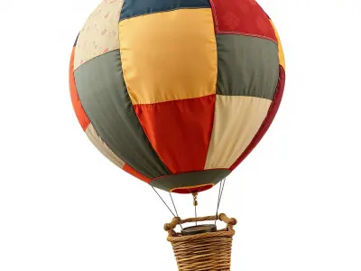 Retro Patchwork Balloon 3D model pack Low-poly 3D model