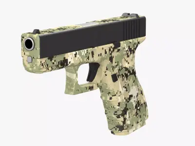 Glock 19 Camouflage Green Low-poly 3D model