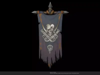 Stylized War Flag 3D Model - AI Low-poly 3D model
