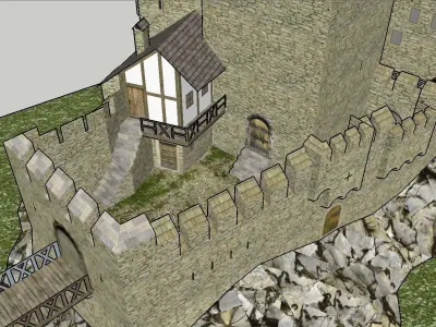 Medieval Castle VR - AR - low-poly - Papercraft model Low-poly 3D model