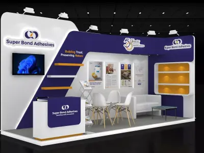 6mtr x 2mtr expo stall 2side open Exhibition Stand Free low-poly 3D model