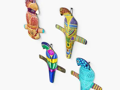 Parrots parrot charms - Low-poly 3D model