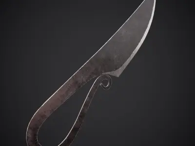 Curved Fishing Knife Low-poly 3D model