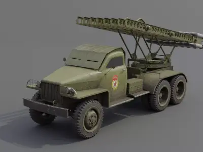 BM-13N Katyusha multiple rocket launcher  Low-poly 3D model