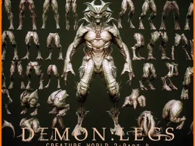 DEMON part four 40 Legs with Blendshapes 3D model