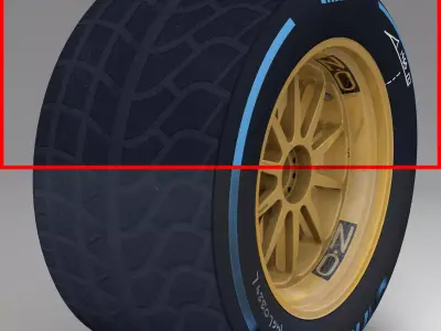 18 inches wet rear tyre Low-poly 3D model