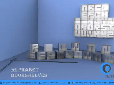 Alphabet Bookshelves Free 3D model