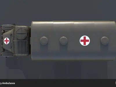 PV3S Truck Ambulance Set Low-poly 3D model