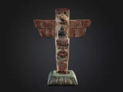 Tlingit Totem Pole - Low-poly with PBR and 2K Textures Low-poly 3D model