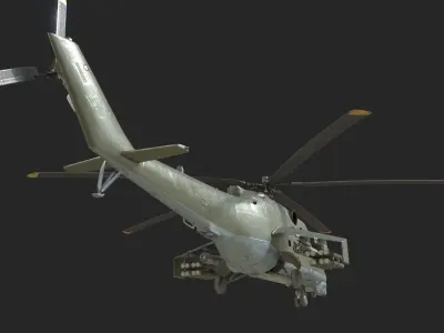 4 coatings of Russian Mi24V Hind Gunship attack helicopter Low-poly 3D model