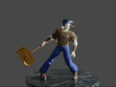 Stylized Character Dolphin Warrior  Low-poly 3D model