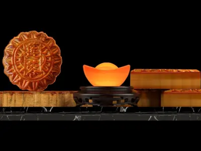 Chinese moon cake 3D model