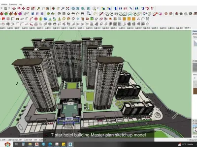 3d commercial building with Master plan collection 1 