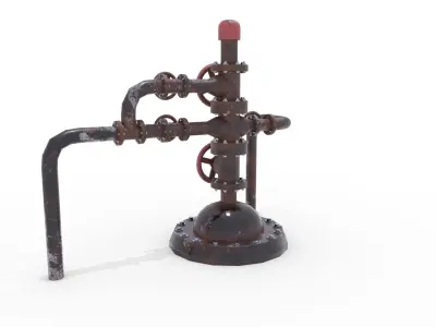 Oil Pumpjack Wellhead Weathered 2 Low-poly 3D model