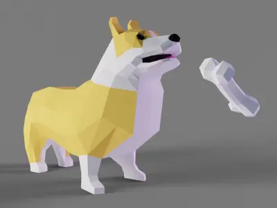 Low Poly Corgi Low-poly 3D model
