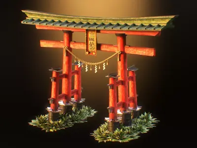 Japanese Gates v2 by mkaplunow Low-poly 3D model