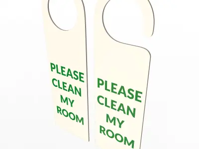 Door Hanger Tag Please Clean My Room Low-poly 3D model