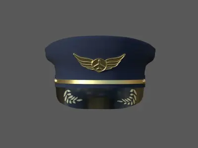 Captain pilot hat Low-poly 3D model