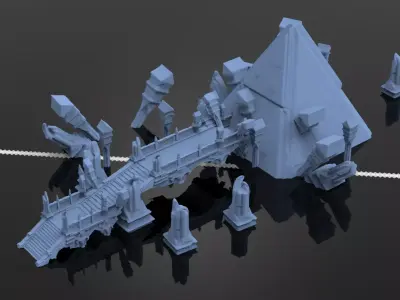 Sunken temple pillars 2 3D model