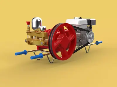 PLUNGER PUMP GASOLINE ENGINE SPRAYER PRESSURE WATER JET CAR WASH 3D model