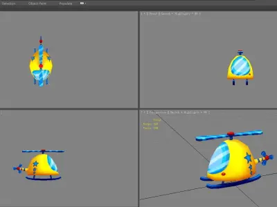 Cartoon helicopter toy Low-poly 3D model