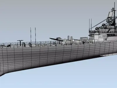 USS Bainbridge CGN-25 3d model low-poly Low-poly 3D model