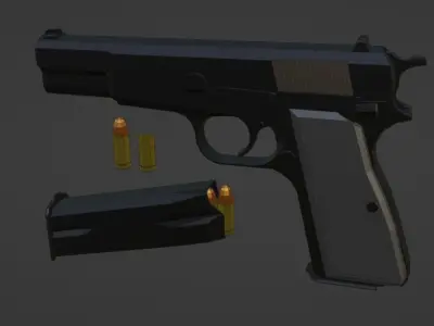 low-poly FN Browning Hi-Power Free low-poly 3D model