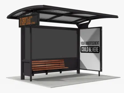 Smart Bus Stop Shelter with LED Arrival Board 3D model