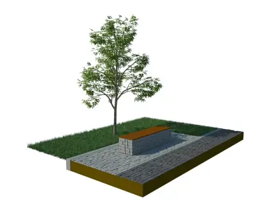Bench with tree in middle 3D model