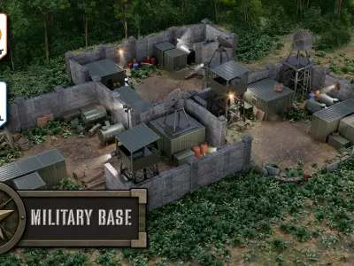 3DT Military Base Modular Pack Low-poly 3D model