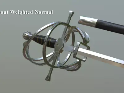 Fencing sword with low-poly mesh Low-poly 3D model