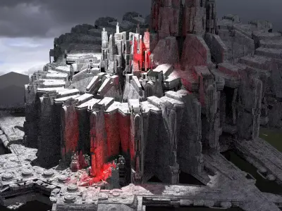 Sci-Fi dark Dark Sith Base Kitbash 3D model