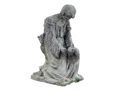 Destroyed Angel Funeral Sculpture Monument Low-poly 3D model