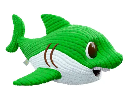 Knitted Doll Baby Shark Green 3D model
