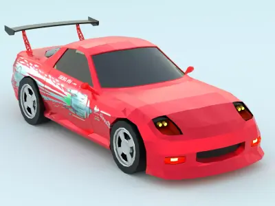 Mazda rx 7 low poly game ready 3d model Free low-poly 3D model