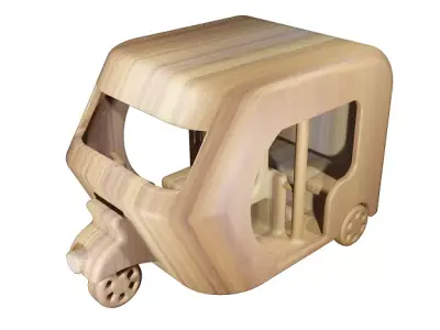 Wooden Auto Rickshaw Toy Low-poly 3D model