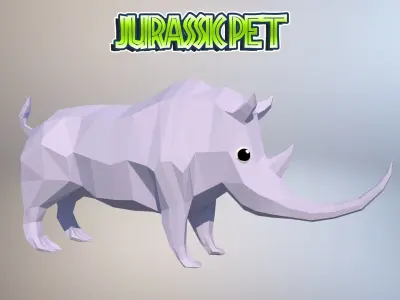 Woolly rhinoceros Low-poly 3D model