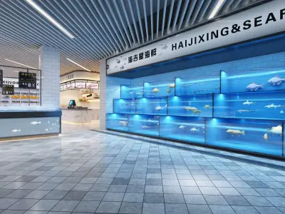 Seafood market Low-poly 3D model