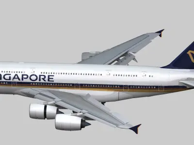 Airbus A380 Singapore Airlines 9V-SKH Low-poly 3D model