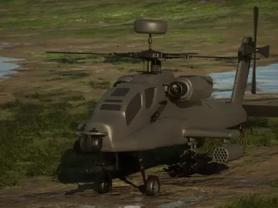 AgustaWestland AH-64 Attack Helicopter Low-poly 3D model