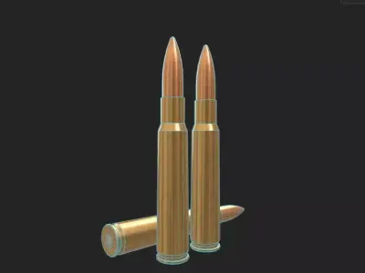 77x58mm Arisaka Ammo Low-poly 3D model
