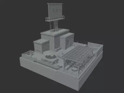 Roof Top Terrace Low-poly 3D model